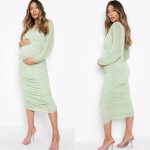 NWT BOOHOO MATERNITY MESH WRAP MIDI DRESS